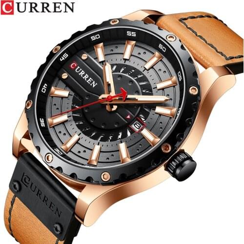 Relogio Masculino New Mens Watches CURREN Top Brand Leather Waterproof Sport Automatic Date Quartz Watch For Men