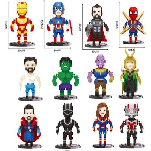 Disney captain marvel avenger micro diamond block spiderman ironman Wolverine Doctor Strange loki brick toy super hero nanobrick