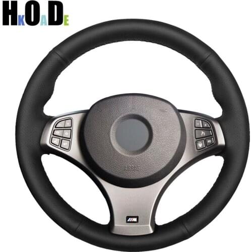 DIY Hand-Stitched Steering Wheel Cover Black Artificial Leather Car Steering Wheel Cover for BMW E83 X3 2009 2010