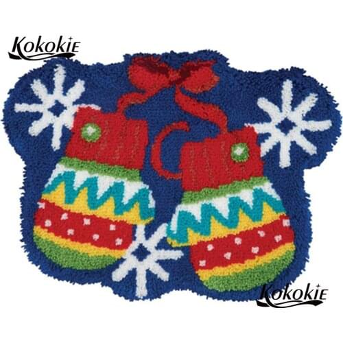 Diy tapijt latch hook kits rug printed canvas diy Christmas glove decor needle for carpet embroidery pattern latch hook kussen