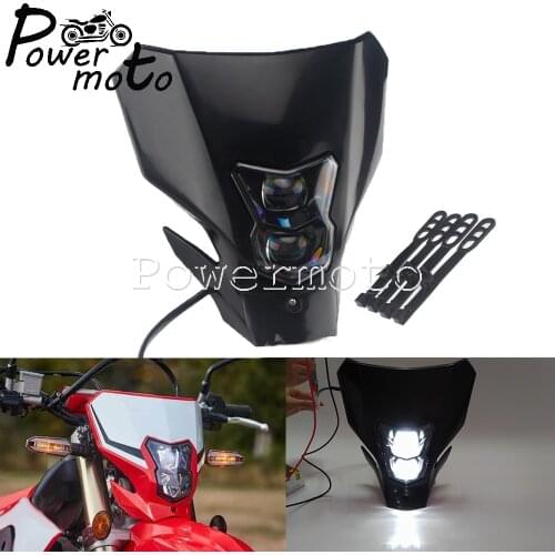 Dual Sport Motocross 12V LED HI/LO Beam Headlight Headlamp Mask for Honda CRF Yamaha Suzuki Kawasaki Enduro MX Dirt Bikes