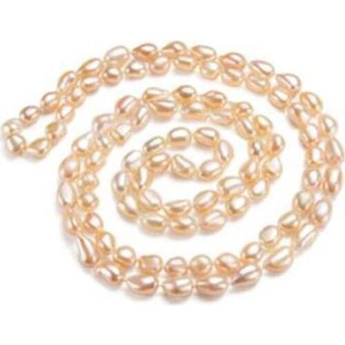Elegant 11-12mm south sea baroque gold pinkpearl necklace 38inch 925s