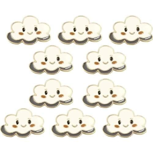 10Pcs Clouds Enamel pin Custom Dark White Brooches Bag Clothes Lapel Pin Badge Weather Jewelry Gift for Kids Girls