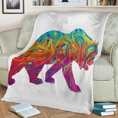 Bear Flannel Throw Blanket 3D Printed Keep Warm Sofa Child Blanket Home Decor Textiles Dream Family Gift
