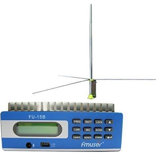 FU-15B 15W FM Broadcast Transmitter+GP200 FM Radio antenna for Radio station for Church, Car, Home, Conference,Light show