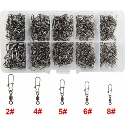 HiUmi 210pcs Rolling Fishing Swivel With Nice Snap Hard Fishing Lure Connector Set With Box