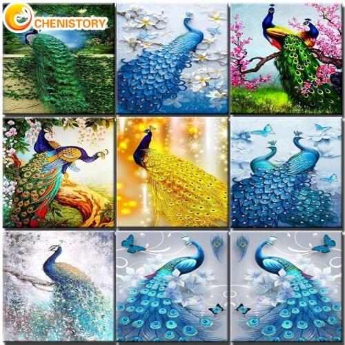 CHENISTORY 5D Diamond Painting Peacock Diy Full Square Diamond Mosaic Animal Diamond Embroidery Cross Stitch Home Decor Adults