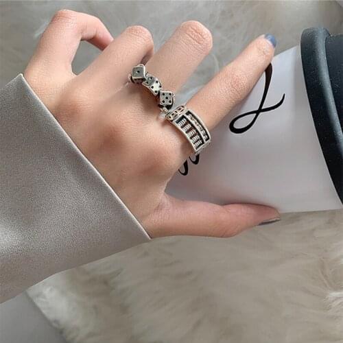 Fashion Vintage Silver Color Individuality Smiling Face Open Rings for Women Punk Hip Hop Adjustable Ring Jewelry Gift To Friend