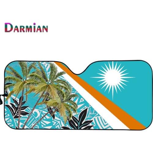 Island Kwajalein Flag Blue with Palm Tree UV Protect Foldable Car Sun Shade Windshield Stylish Universal Car Windshield Covers