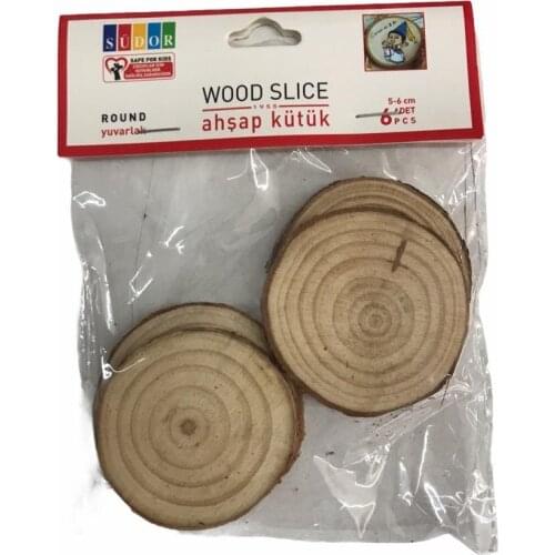 Südor Wood Slice Round 5-6 cm 6 Pieces