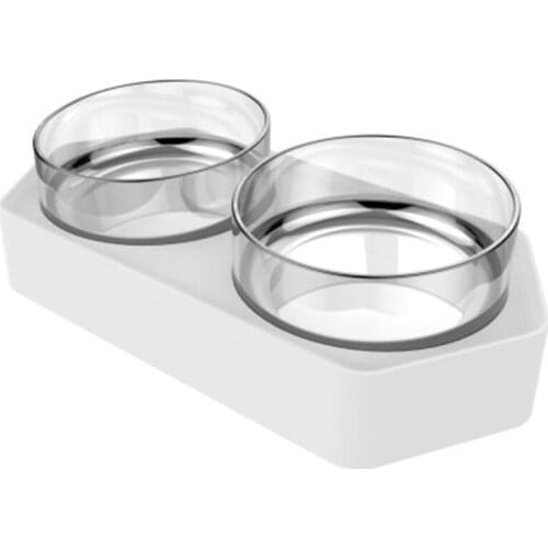 Cat Bowl Anti-Skid Pet Bowl Protection Cervical Double Bowl For Cats And Pet Small Dogs Supplies Transparent Cat Dog Bowl