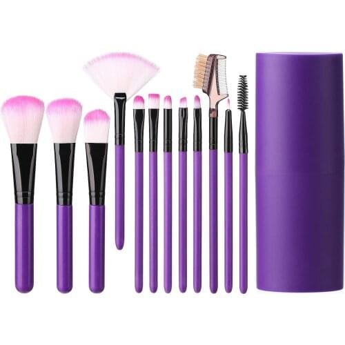 12 Pcs Makeup Brush Set, Premium Cosmetic Foundation Blending Makeup Brushes, Blush Brush Tools Purple