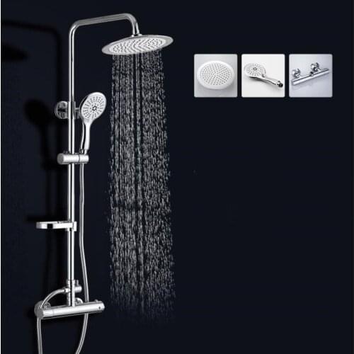 Thermostatic brass chrome bathroom shower faucet set