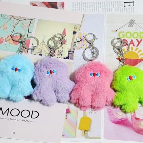 Plush Stupid Monster Keychain Couple Girlfriend Bag Pendant Q Cute Anime Doll Accessories Car Surprise Key Ring