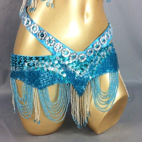Sexy Womens Beads Sequins Belly Dance Costume Hip Scarf Wrap Bellydance Belt With Tassel Bellydancing Waist Chain DL6288