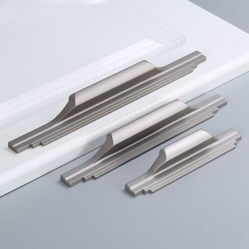 Modern Door Handles European Silver Kitchen Cabinet Knobs And Handles Cupboard Furniture Handle Closet Drawer Pulls Knobs