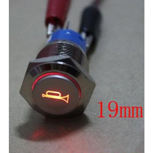 12V LED Momentary Horn Button Metal Switch 19mm Push Button Light Switch Sales