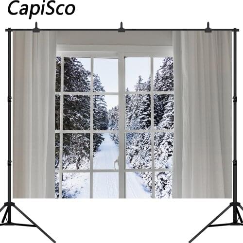 Capisco Winter Window Snow Forest Photography Backdrop Vinyl Christmas Photographic Background Photo Studio Shoots Props