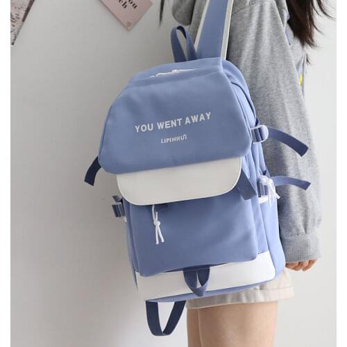 Japanese Blue Large-capacity Backpack Women 2021 New Fashion School Backpacks for Teens Female Waterproof School Bags Panelled