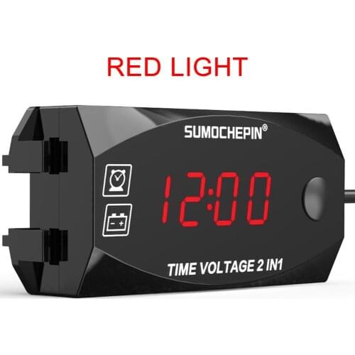 6V-30V 3-in-1 Voltmeter For Motorcycle Electric Vehicle Time Clock Multi-function Waterproof LED Watch With Digital Display