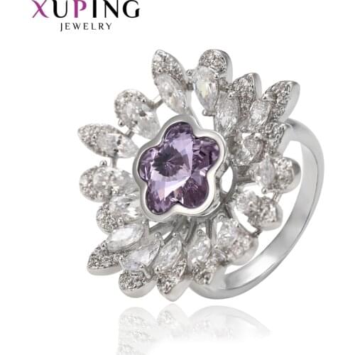 Xuping Jewelry Flower Shape Colorful Crystals Ring for Women Cute Trendy Gift 14528