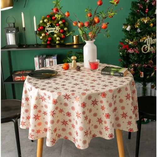 4Style Christmas Themed Table Cloths Round Printing Tablecloth Dustproof 3D Table Cover Dinner Tablecloth Home Xmas Party Decor