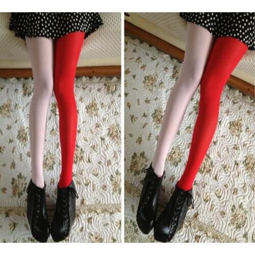 Womens Fashion Color Matching Stretchy cute tights 100D Stockings Elastic Two Color Silk Skinny Legs Collant Sexy Pantyhose