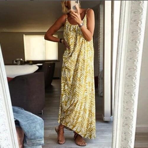 Free Shipping Loose Ladies Suspenders Printed Pattern Element Long Dress Vest Beach Headgear Summer Sexy Elegant Personality
