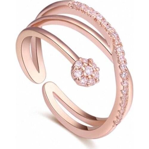 TRACYSWING Element Brand Real AAA Zirconia Micro Inlays Rose Gold Color Ring Party For Women Valentine Gift Th-129826