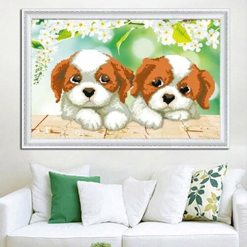 Animal Dog DIY Cross Stitch Embroidery 11CT Kits Needlework Craft Set Printed Canvas Cotton Thread Home Decoration On Sale