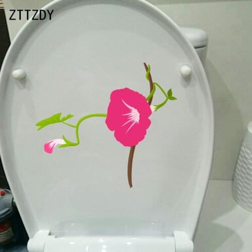 ZTTZDY 22*19.7CM Red Morning Glory WC Toilet Sticker Creative Home Wall Decal Decoration T2-0249