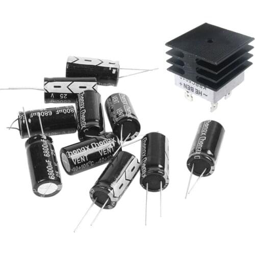 1 Pcs 50A 1000V Metal Case Bridge Rectifier with Heatsink & 10 Pcs 16Mm X 30Mm 6800UF 25V Polarized Radial Electrolytic Capacito