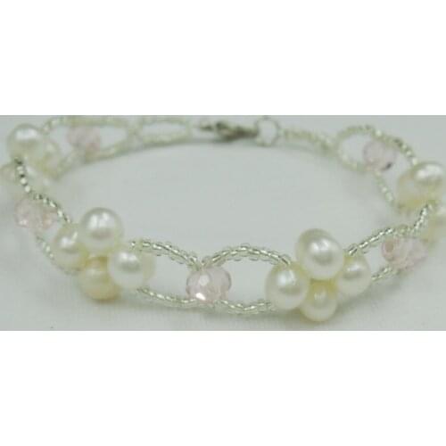 100% nature freshwater pearl bracelet with small crystal beads