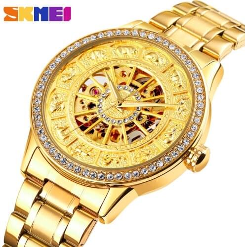 2021 SKMEI Brand Automatic Mechanical Watch Men Wrist Watches Fashion Luxury Quartz Watches Business Mens Clock Stainless Steel