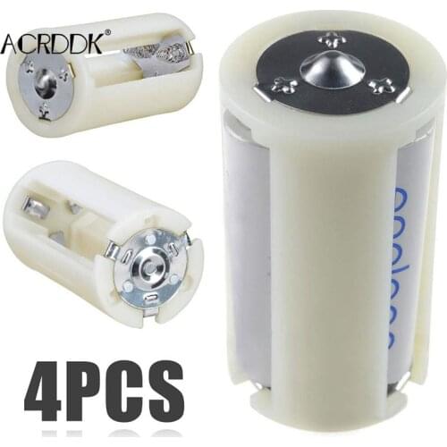 4PCS Translucent AA to Size D Battery Converter Adapter Case AA Battery Case FC