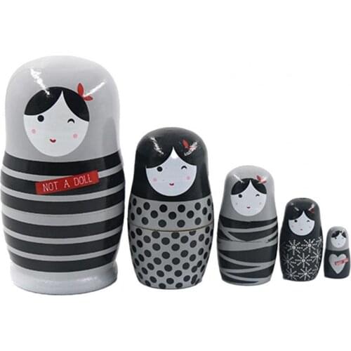 5Pcs/Set Babushka Doll Smooth Edge Multi-purpose Clear Lines Traditional Babushka Doll Tabletop Ornaments Gift for Souvenir
