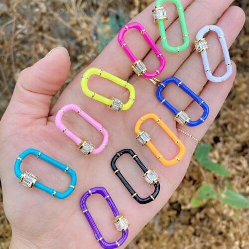 5Pcs New Enameled Oval Shape Carabiner Lock Screw Clasp with Various Style Colorful For Jewelry Making