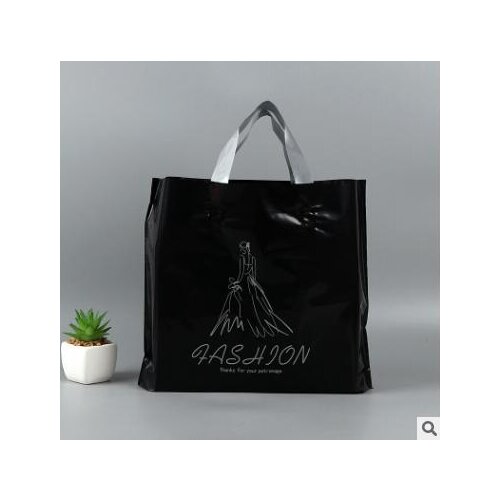 50Pcs PASAYIONE Luxury Black Plastic Bags With Handle Plastic Gift Bags Packaging For Mini Jewelry Christmas Gift Pouches Decor