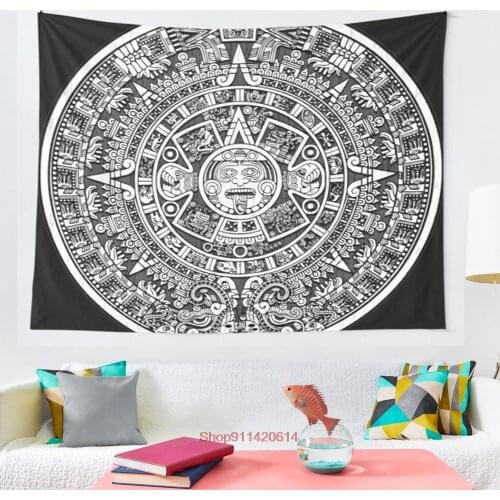 Aztec calendar tapestry Wall Hanging Boho Decor Psychedelic Wall Tapestry Abstract Carpet Wall Cloth Tapestries
