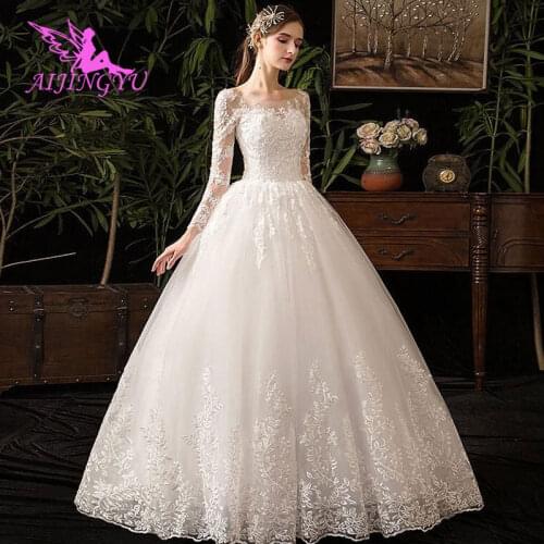 AIJINGYU 2021 2020 elegant new hot selling cheap ball gown lace up back formal bride dresses wedding dress WK380