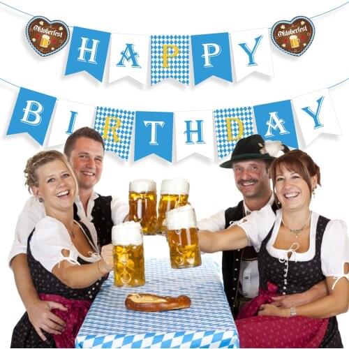 BA285 German Oktoberfest Festivals Design Paper Happy Birthday Party Carnival Hanging Banners Party Pub Birthday Bunting Banners