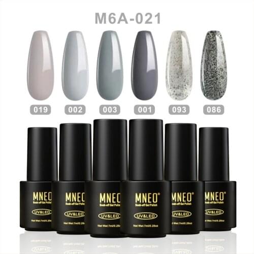 Nail Art Gel Polish Grey Glitter Sequin Series 6 Colors Pastel Set Used With Base and Top Coat UV LED Lamp Fingernail Varnishes