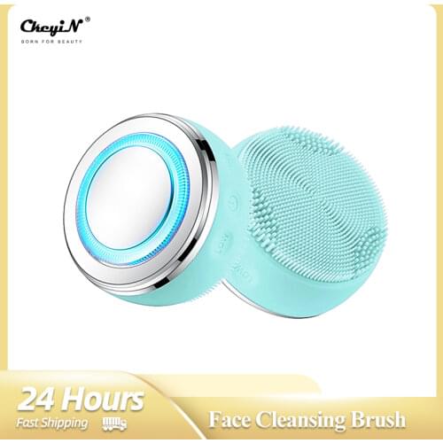CkeyiN Electric Facial Cleansing Brush Ultrasonic Silicone Face Deep Cleaner Massager Beauty Machine Blackhead Remover Skin Care