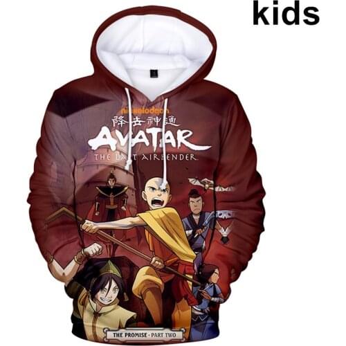 2 To 14 Years Kids Hoodie Anime Avatar the Last Airbender 3D Printed Hoodies Sweatshirt Boys Girls Cartoon Jacket Teen Clothes