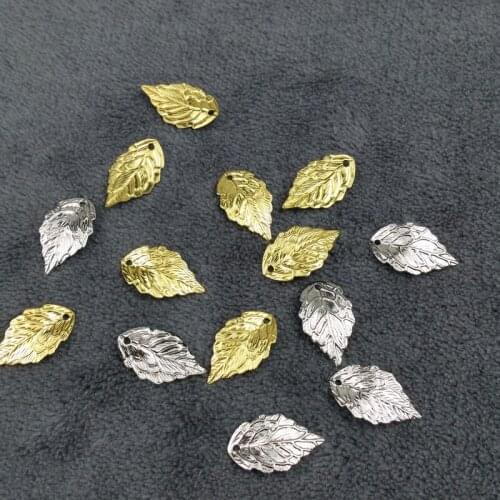 20pieces / lot 10x17mm brass color Box decoration filigree leaf Slice Charms base Setting Jewelry DIY Components Findings