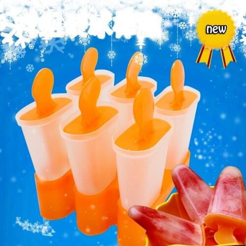 DIY Ice Cream Tools Popsicle Mold Lolly Tray Pan Kitchen Randomly Color 6 Cell Frozen Ice Cube Molds Maker Cooking Tools 2021