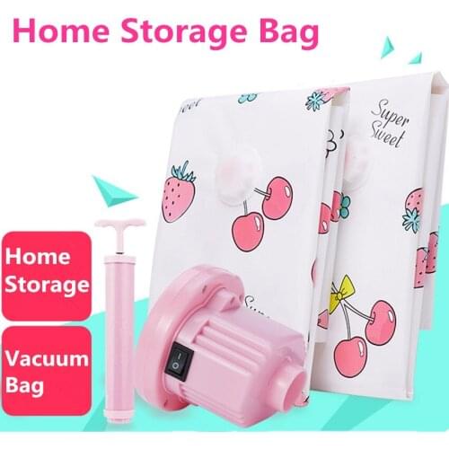 4PC Compression Vacuum Storage Bag With Air Pump Compressed Home Clothes Storage Bags Organizer Travel Space Saving Seal Packet