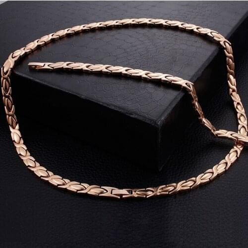 Love Heart Rose Chain Necklace Pendant Bracelet Jewlery Sets for Women Gift Fahion