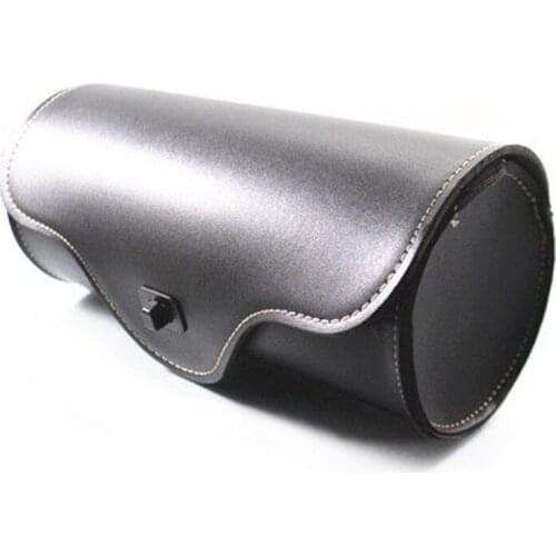 Motorcycle Black PU Roll Barrel Tool Bag Luggage Saddlebag Scooter Offroad Old School Cruiser Bobber Chopper Touring Scooter