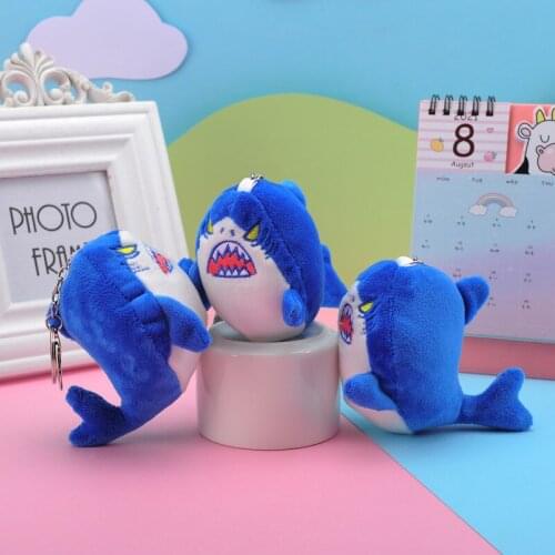 Cartoon Small Ferocious Shark Animal Plush Pendant Keychain Soft Stuffed Toy Dolls for Children Girl Gifts Car Keyring Charm